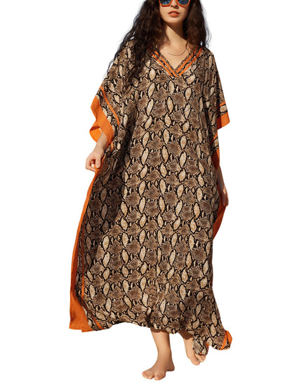 KECVOT Kaftan Dresses for Women V-Neck Print Swimsuit Cover Up Plus Size Beach Caftan Lounge Dress