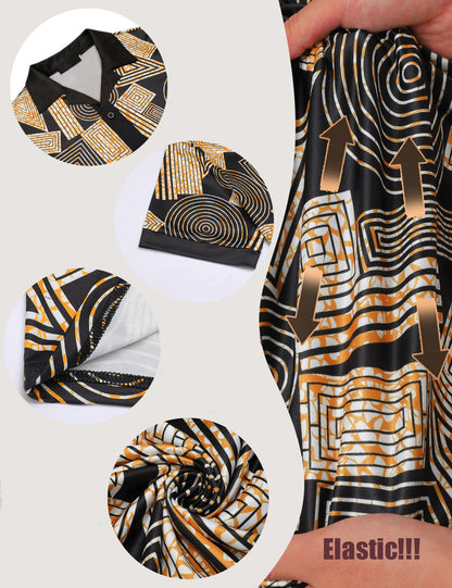 Mens African Dashiki Kente Printed Shirts Cuban Collar Short Sleeve Button Down Vintage Beach Summer Hawaiian Shirts