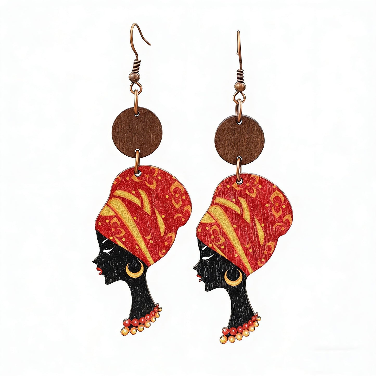 Bohemia Natural Wooden African Earrings for Women Black History African Map Earrings Ethnic Style Juneteenth Celebration Jewelry