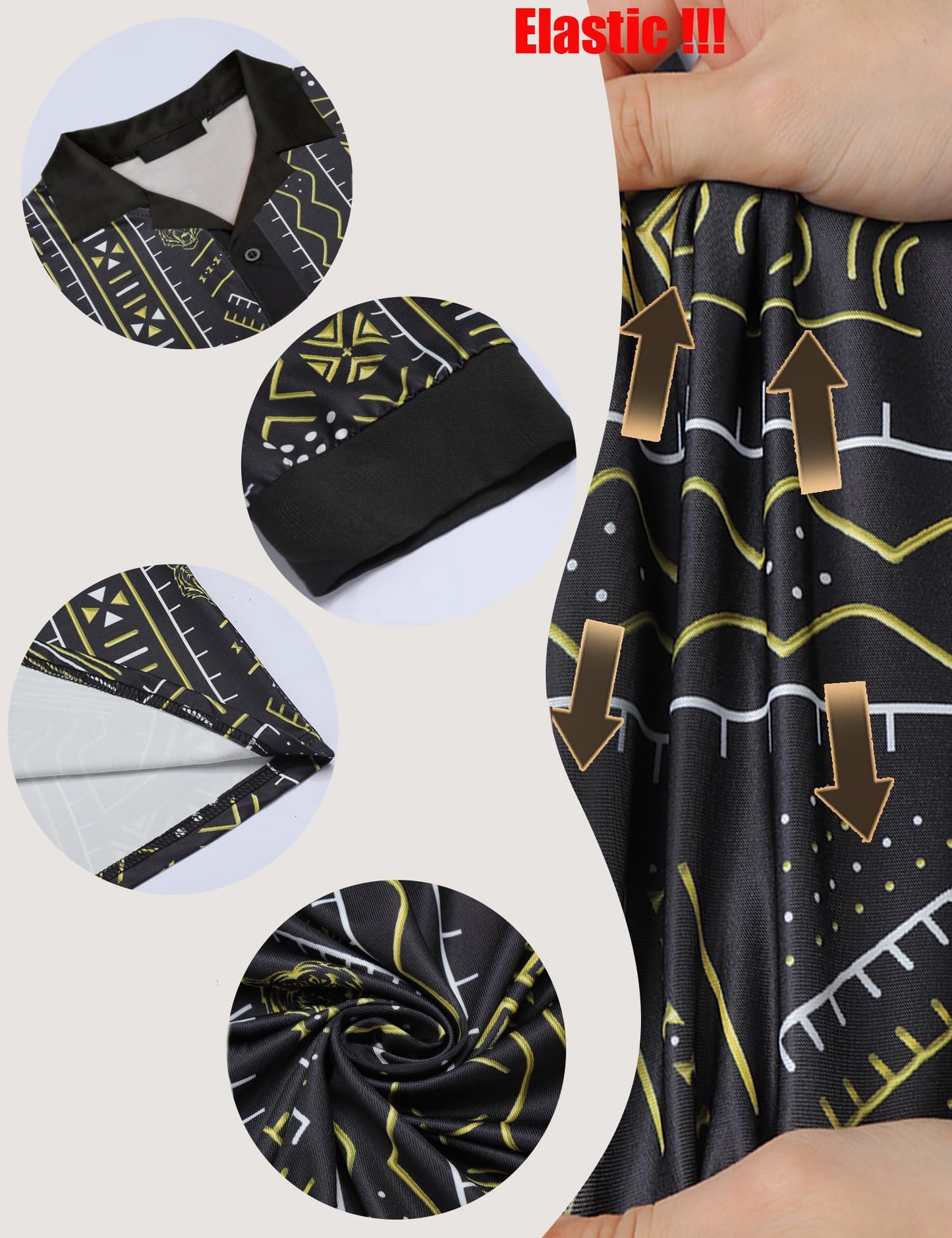 Mens African Dashiki Kente Printed Shirts Cuban Collar Short Sleeve Button Down Vintage Beach Summer Hawaiian Shirts