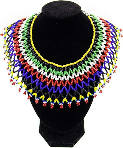 AUEAR, Colorful Beaded Necklace Maasai South African for Women Best Gift