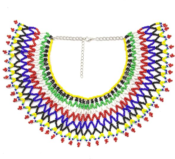 AUEAR, Colorful Beaded Necklace Maasai South African for Women Best Gift