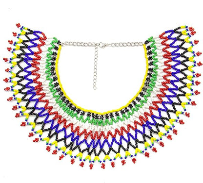 AUEAR, Colorful Beaded Necklace Maasai South African for Women Best Gift