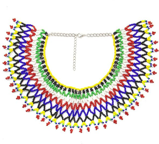 AUEAR, Colorful Beaded Necklace Maasai South African for Women Best Gift