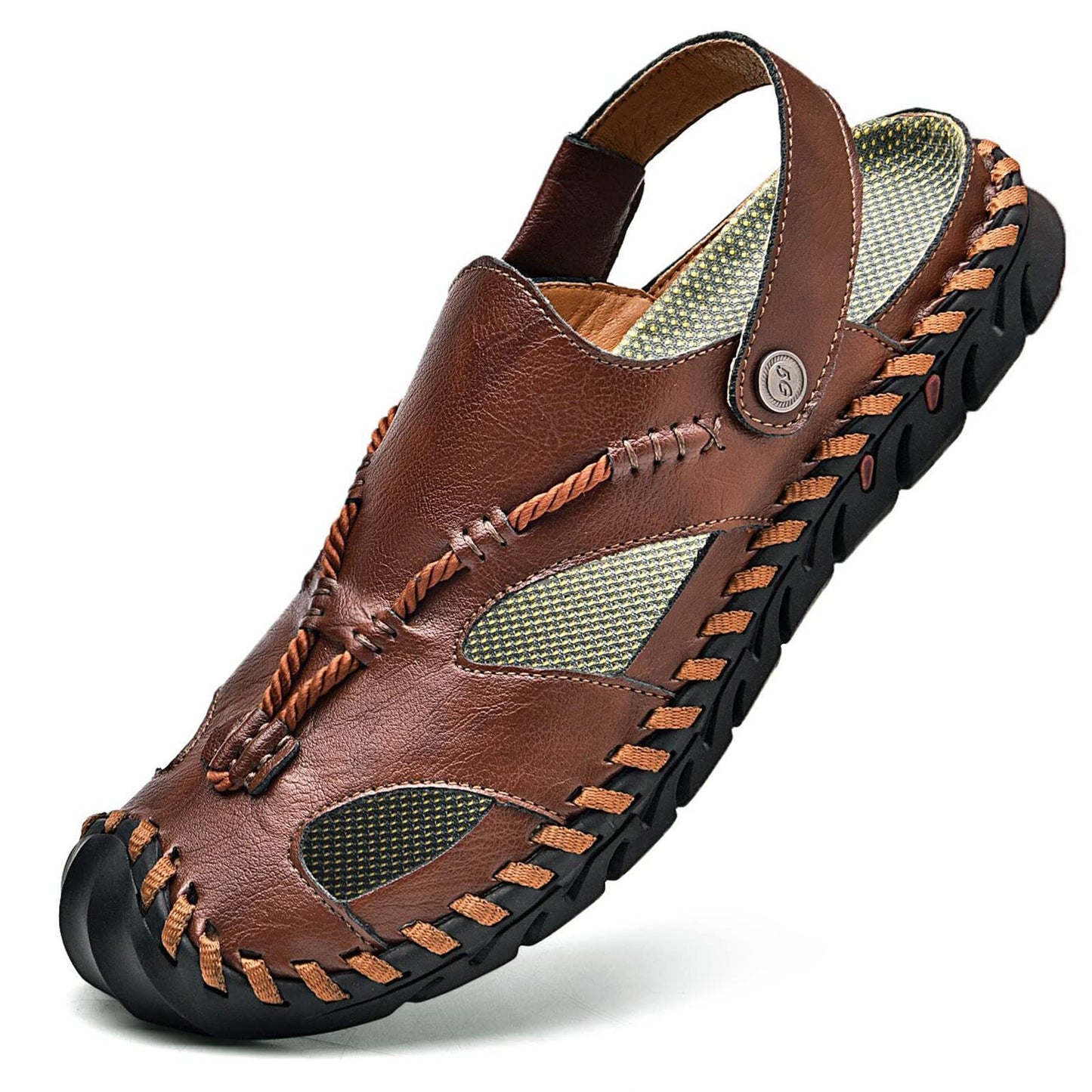 Shaire Men'S Sandals Outdoor Leather Closed Toe Beach Shoes