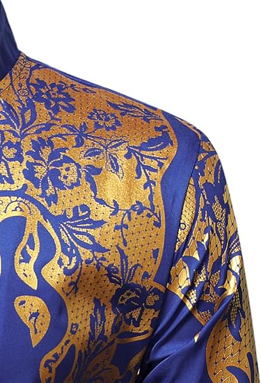 LucMatton Men's 2 Piece Outfits Long Sleeve Button Down African Dashiki Shirts and Pants Set Traditional Ethnic Suits