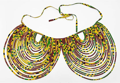 African Necklace for Women, Ankara Multi-Strand Fabric Shawl-Style Statement Necklace, Handmade Tribal African Jewelry for Party, Festival & Wedding