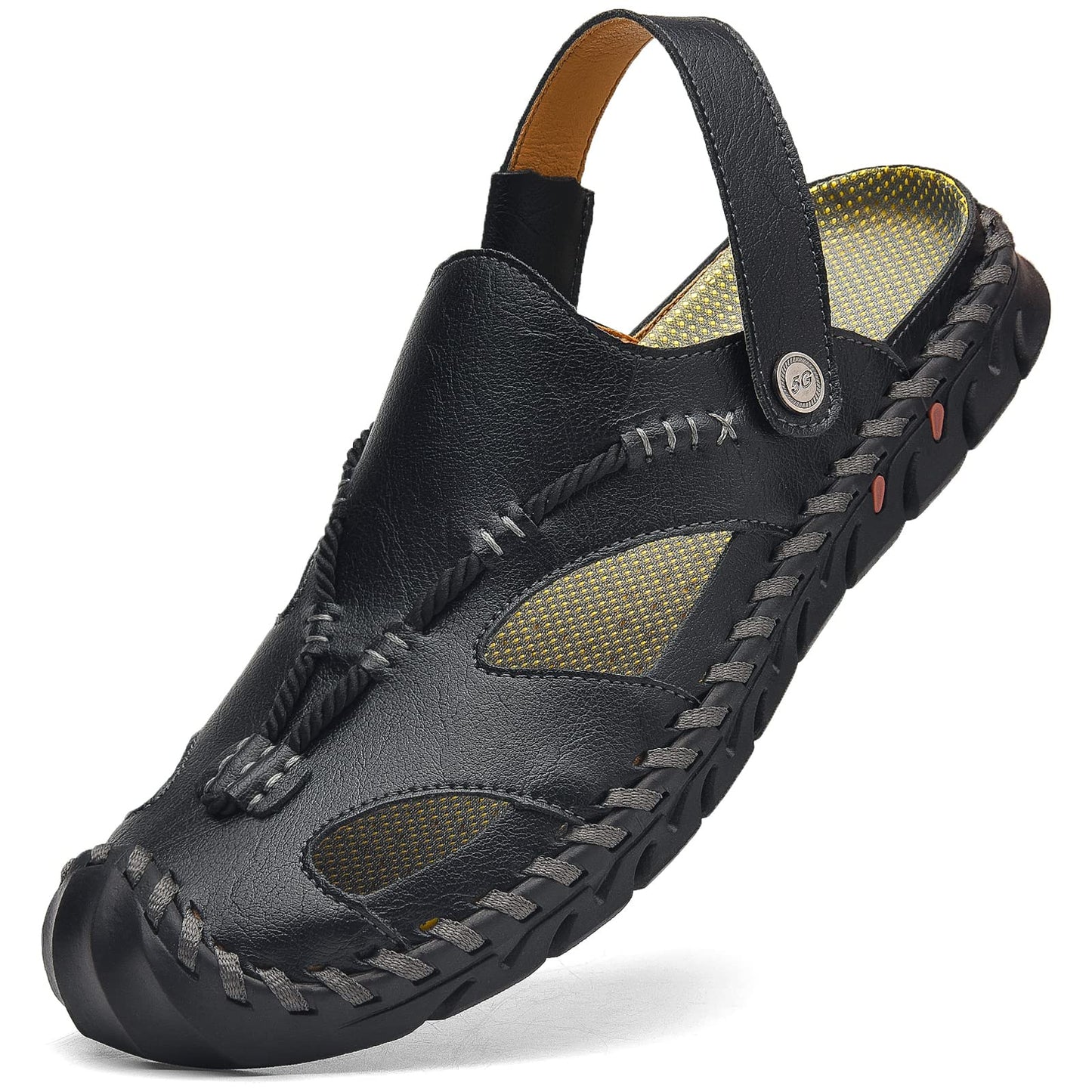 Shaire Men'S Sandals Outdoor Leather Closed Toe Beach Shoes