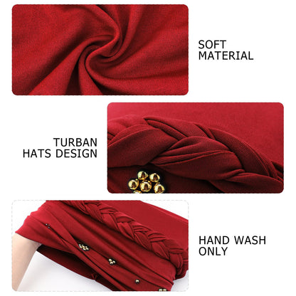African Women Turban Caps Pre-Tied Twisted Turbans Head Scarf for Women Hair Wraps Cover Beanie Cancer Chemo Headwear