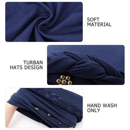 African Women Turban Caps Pre-Tied Twisted Turbans Head Scarf for Women Hair Wraps Cover Beanie Cancer Chemo Headwear