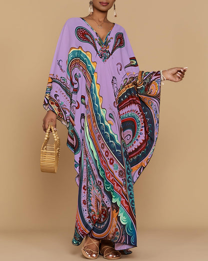 Bsubseach Moo Moos for Women Batwing Sleeve Kaftan Dresses with Pockets