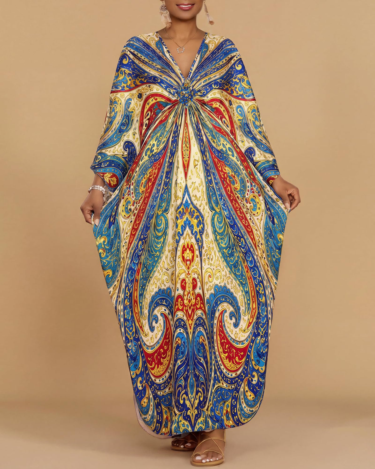 Bsubseach Moo Moos for Women Batwing Sleeve Kaftan Dresses with Pockets