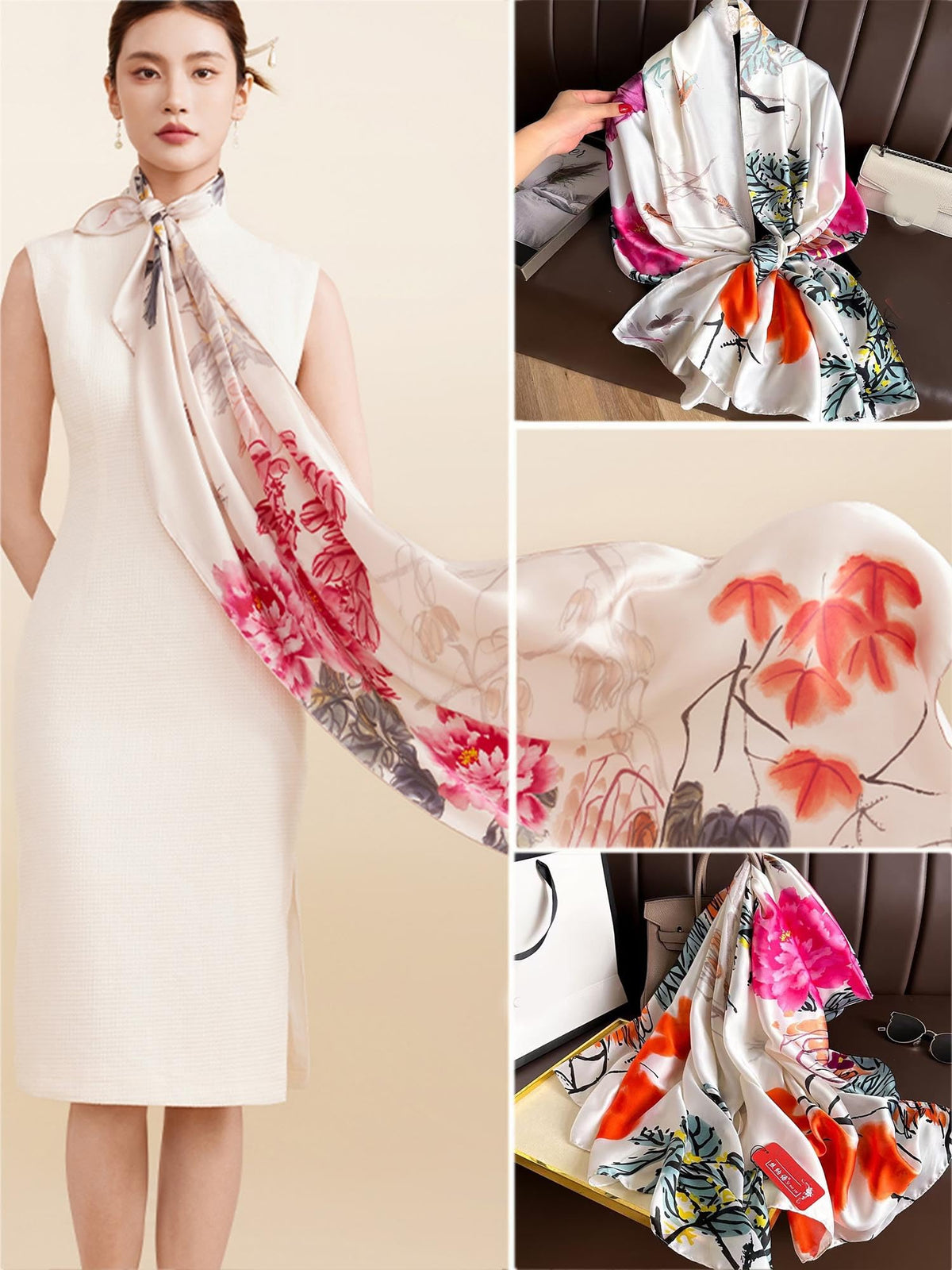 Large Shawl Scarf For Women Lightweight Wraps Silky Headscarf Long Sunscreen Scarfs