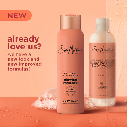 SheaMoisture Coconut Hibiscus Body Wash Glowing Radiance Glowing Radiance body wash for 24H Visible Moisture for Healthy, Glowing Skin 18 oz