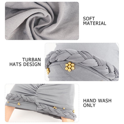 African Women Turban Caps Pre-Tied Twisted Turbans Head Scarf for Women Hair Wraps Cover Beanie Cancer Chemo Headwear