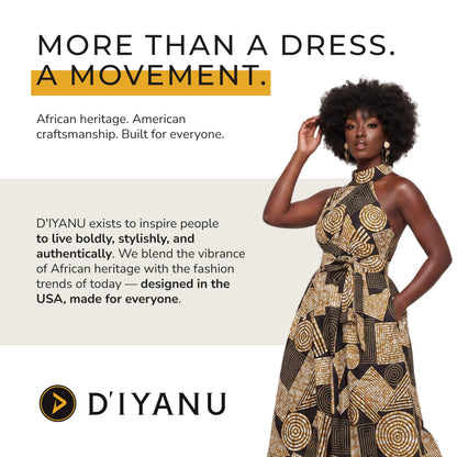 D'IYANU | Ronke African Print Dress for Women – Elegant African Attire – Ankara & Kente Dress in Regular & Plus Sizes