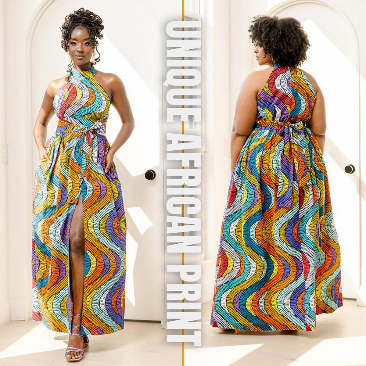 D'IYANU | Ronke African Print Dress for Women – Elegant African Attire – Ankara & Kente Dress in Regular & Plus Sizes
