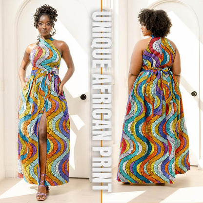 D'IYANU | Ronke African Print Dress for Women – Elegant African Attire – Ankara & Kente Dress in Regular & Plus Sizes