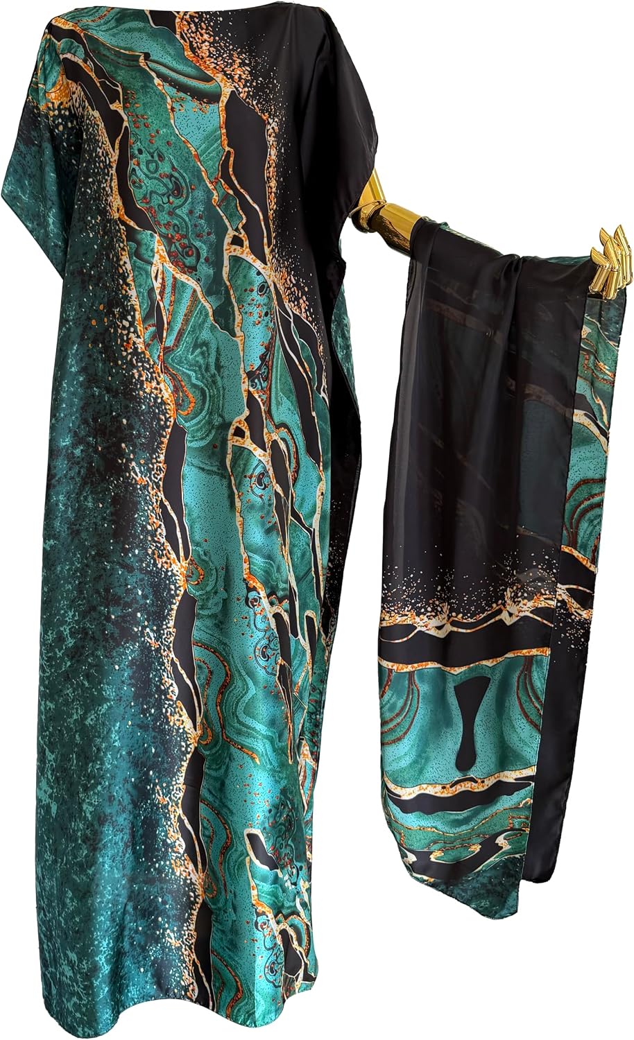 Moo Moos for Women Kaftan Dresses+Scarf for Women Plus Size Bathing Suit Cover up Caftan Maxi Beach Dresses