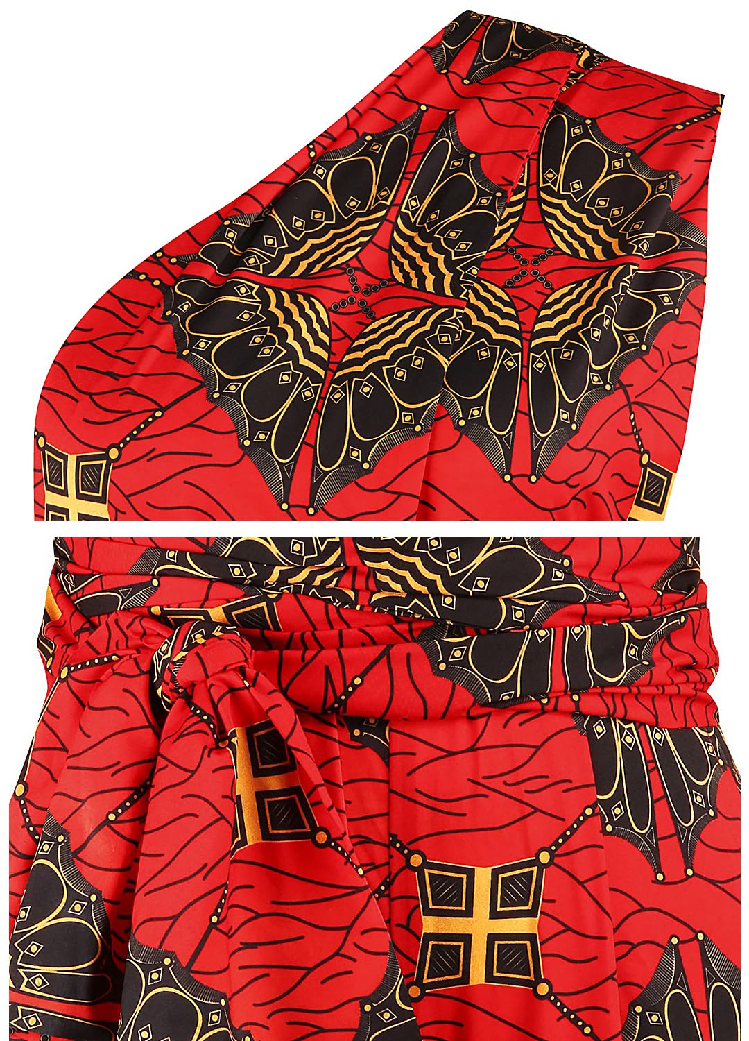 Women's African Jumpsuits Rompers V-Neck Multi-Way Wide Leg Pants