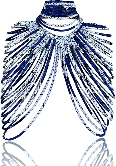 African Necklace for Women, Ankara Multi-Strand Fabric Shawl-Style Statement Necklace, Handmade Tribal African Jewelry for Party, Festival & Wedding