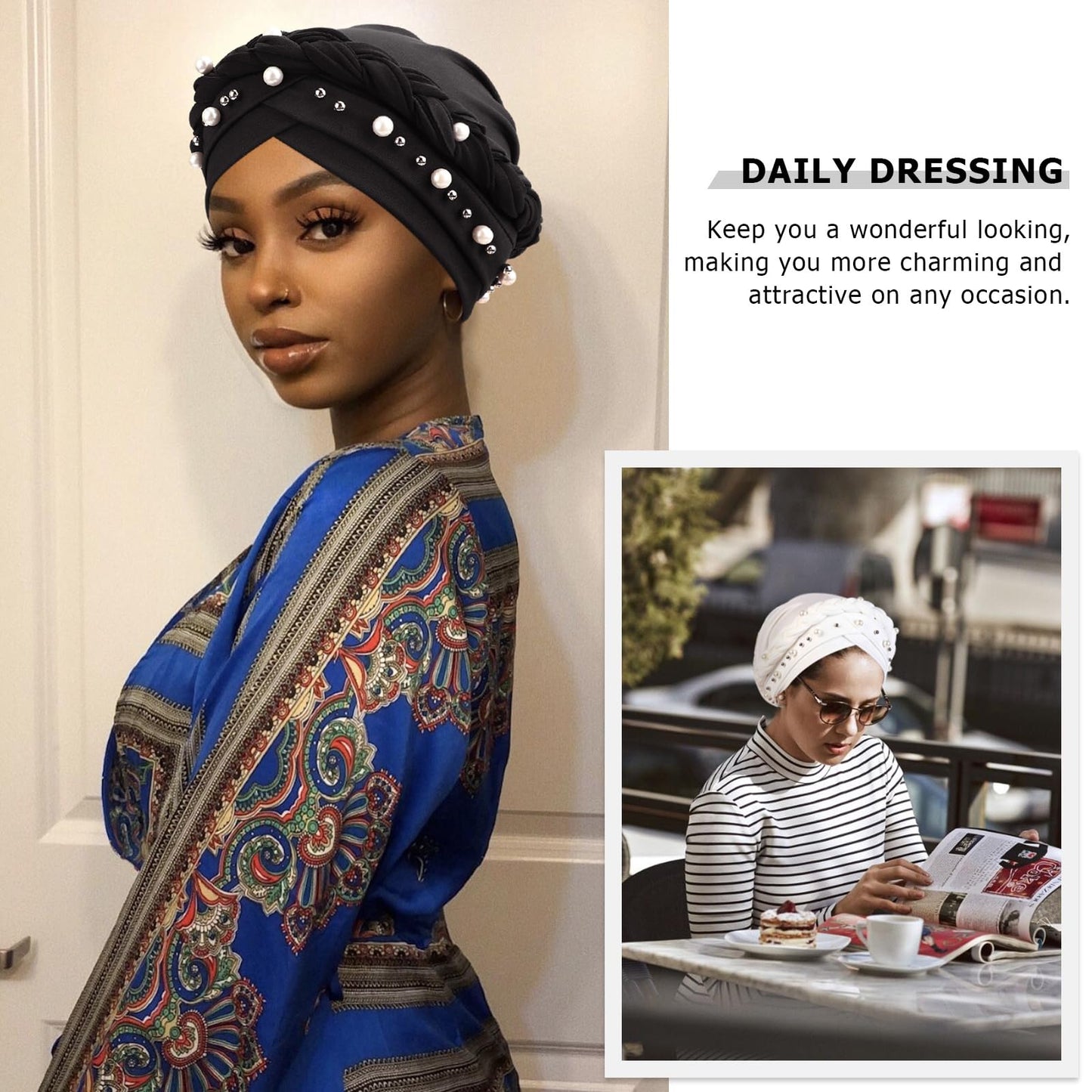 African Women Turban Caps Pre-Tied Twisted Turbans Head Scarf for Women Hair Wraps Cover Beanie Cancer Chemo Headwear