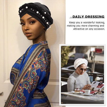 African Women Turban Caps Pre-Tied Twisted Turbans Head Scarf for Women Hair Wraps Cover Beanie Cancer Chemo Headwear