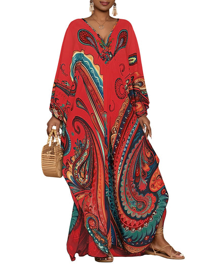Bsubseach Moo Moos for Women Batwing Sleeve Kaftan Dresses with Pockets