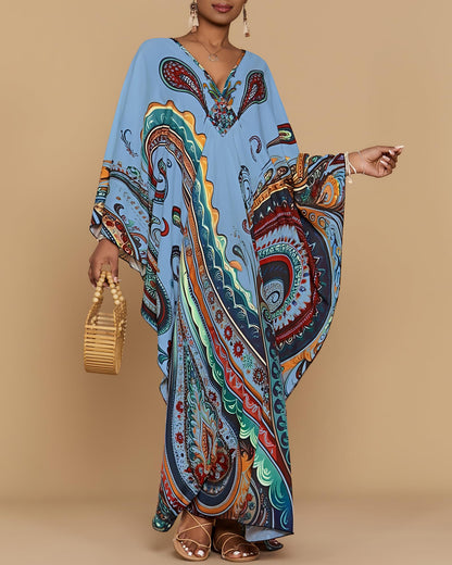 Bsubseach Moo Moos for Women Batwing Sleeve Kaftan Dresses with Pockets