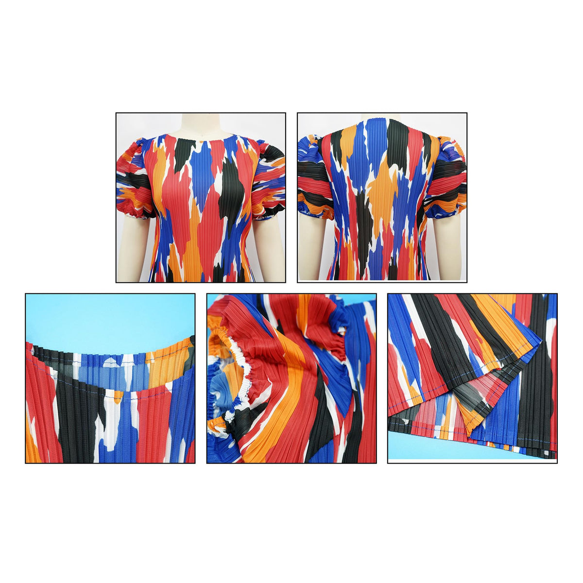 Women Colorful African Dress Floral Party Pleated Maxi Dress