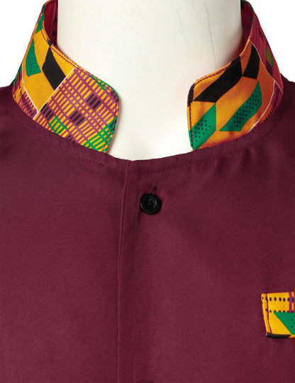 LucMatton Men's 2 Piece Outfits Long Sleeve Button Down African Dashiki Shirts and Pants Set Traditional Ethnic Suits