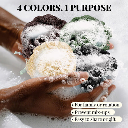 African Net Sponge Authentic-4 Packs African Exfoliating Net Sponge,Bath Sponges for Shower,42 inch Long for Normal to Sensitive Skin, for Daily use, Body Exfoliator Shower (Green,Pink,Blue,Grey)