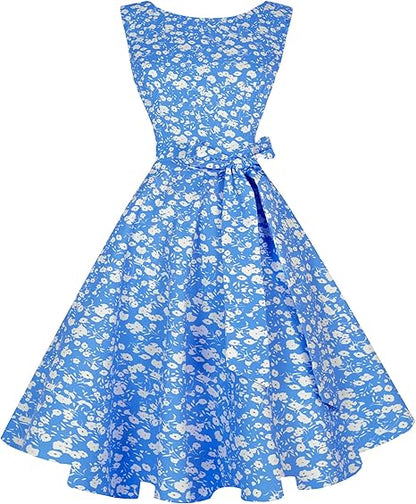 Hanpceirs Women's Boatneck Sleeveless Swing Vintage 1950s Cocktail Dress New