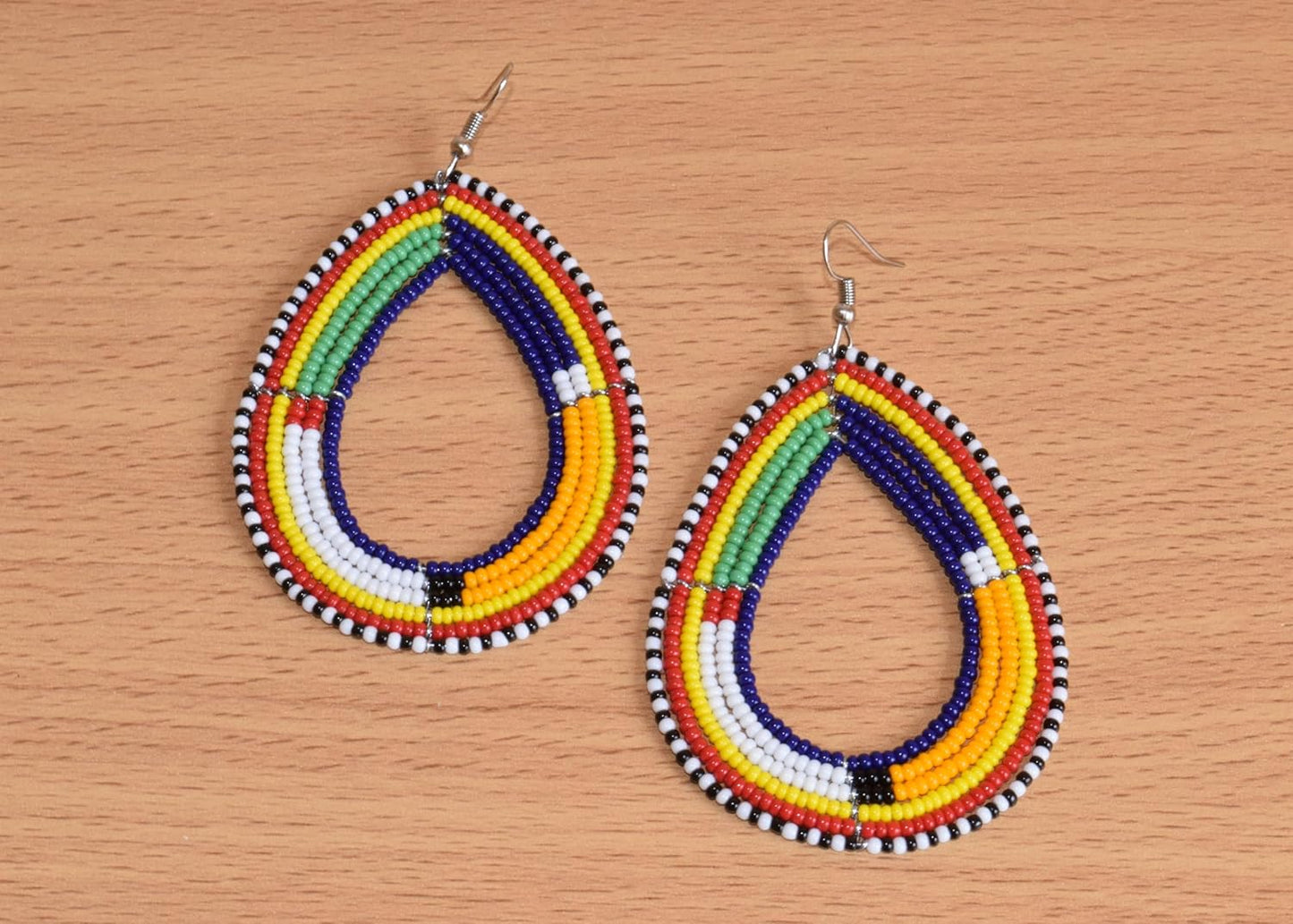 TEMBO AFRICA Maasai Beaded Earrings Handmade African Earrings Length: 3 Inches (with hooks) Boho Jewelry Gifts Handmade From Africa AE05