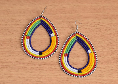 TEMBO AFRICA Maasai Beaded Earrings Handmade African Earrings Length: 3 Inches (with hooks) Boho Jewelry Gifts Handmade From Africa AE05