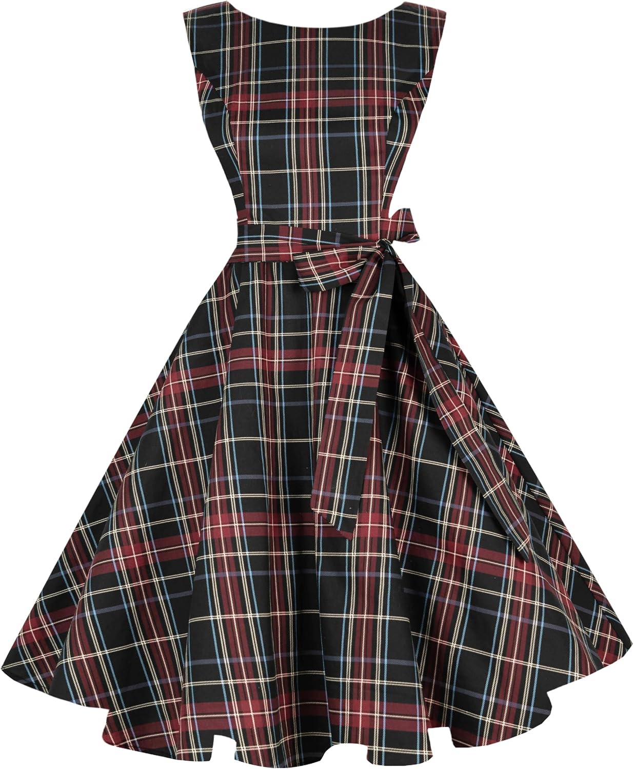 Hanpceirs Women's Boatneck Sleeveless Swing Vintage 1950s Cocktail Dress New