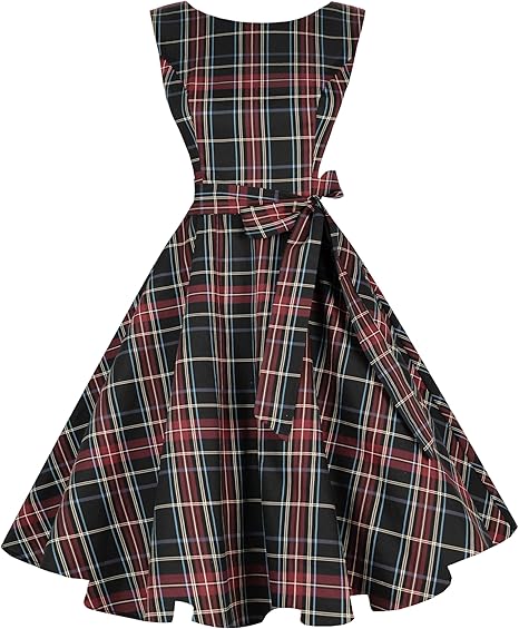 Hanpceirs Women's Boatneck Sleeveless Swing Vintage 1950s Cocktail Dress New