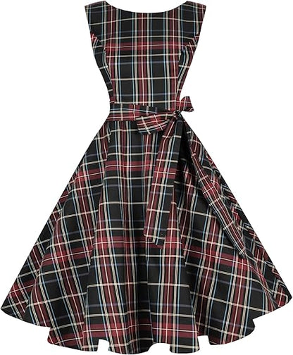 Hanpceirs Women's Boatneck Sleeveless Swing Vintage 1950s Cocktail Dress New
