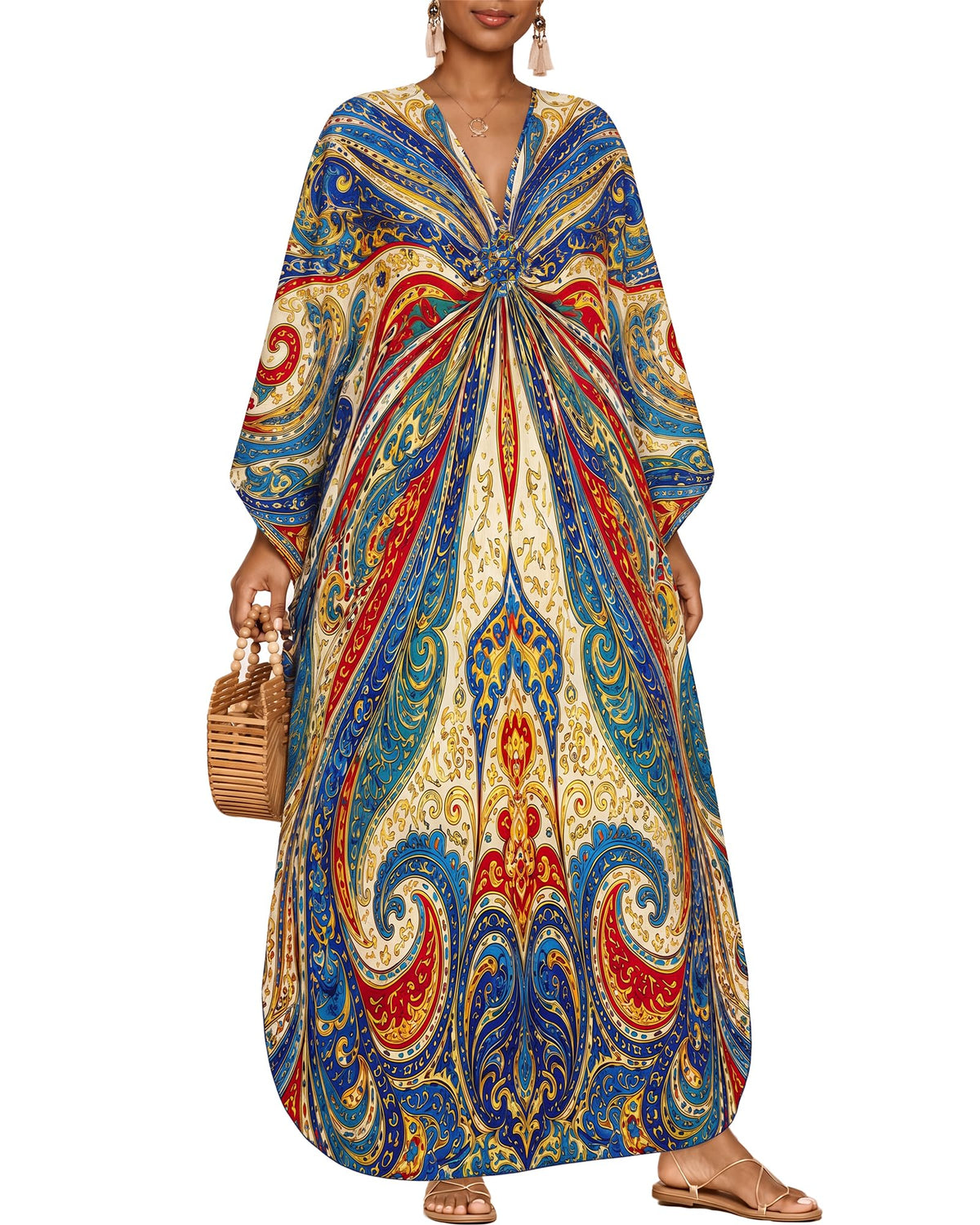 Bsubseach Moo Moos for Women Batwing Sleeve Kaftan Dresses with Pockets