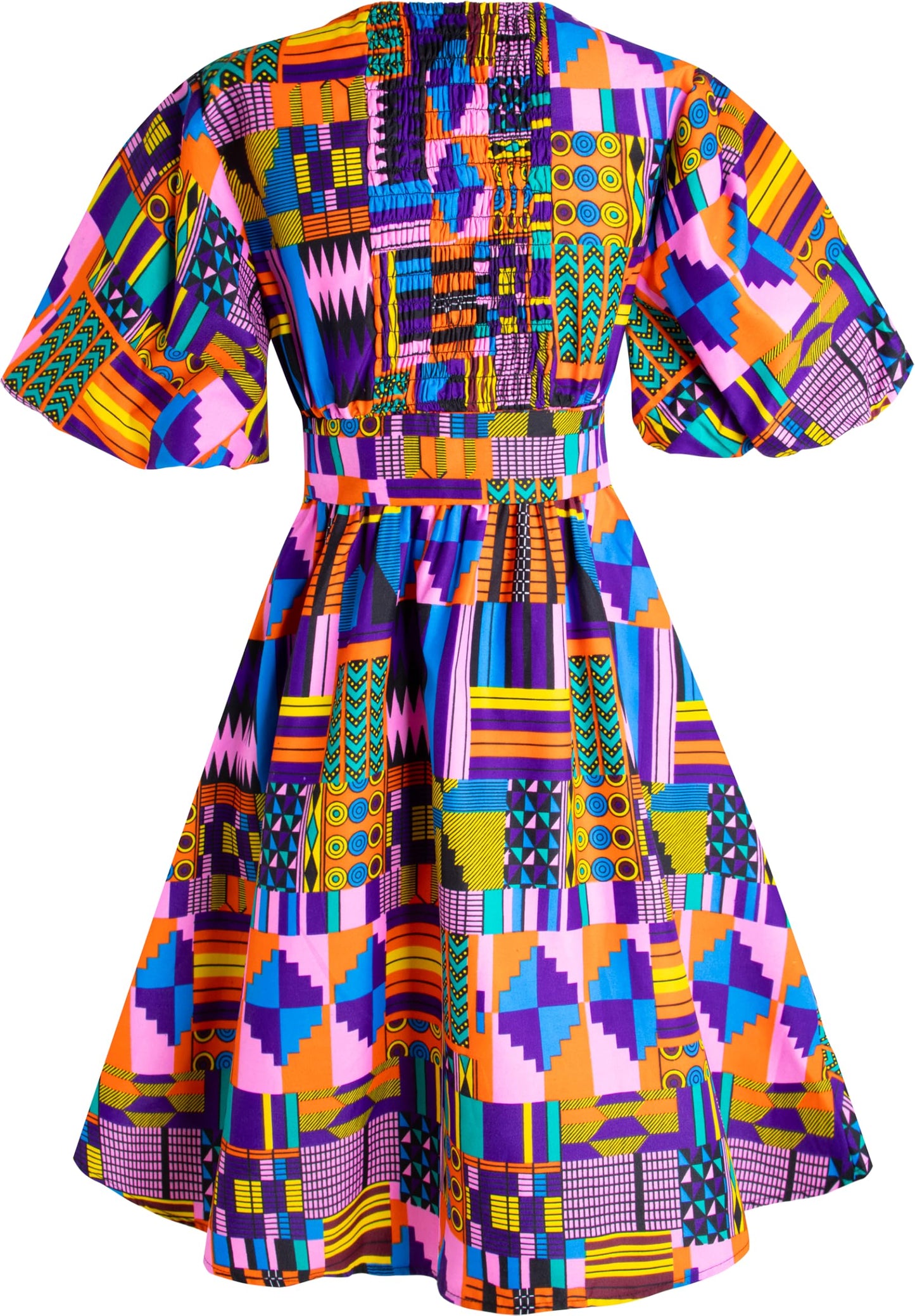 Women's African Print Dress Ankara Wax Dresses Lantern Sleeves
