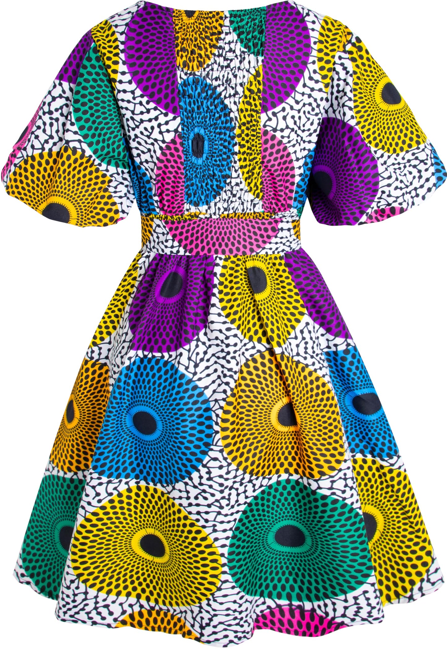 Women's African Print Dress Ankara Wax Dresses Lantern Sleeves
