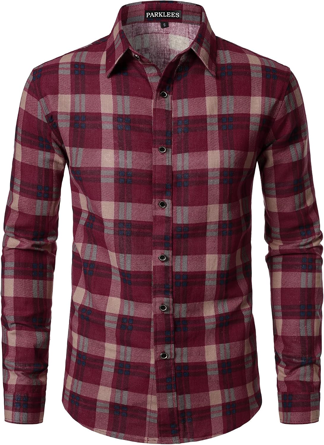 PARKLEES Men's Cotton Linen-Like 70s Disco Retro Traditional Pattern Printed Long Sleeve Button Down Shirt