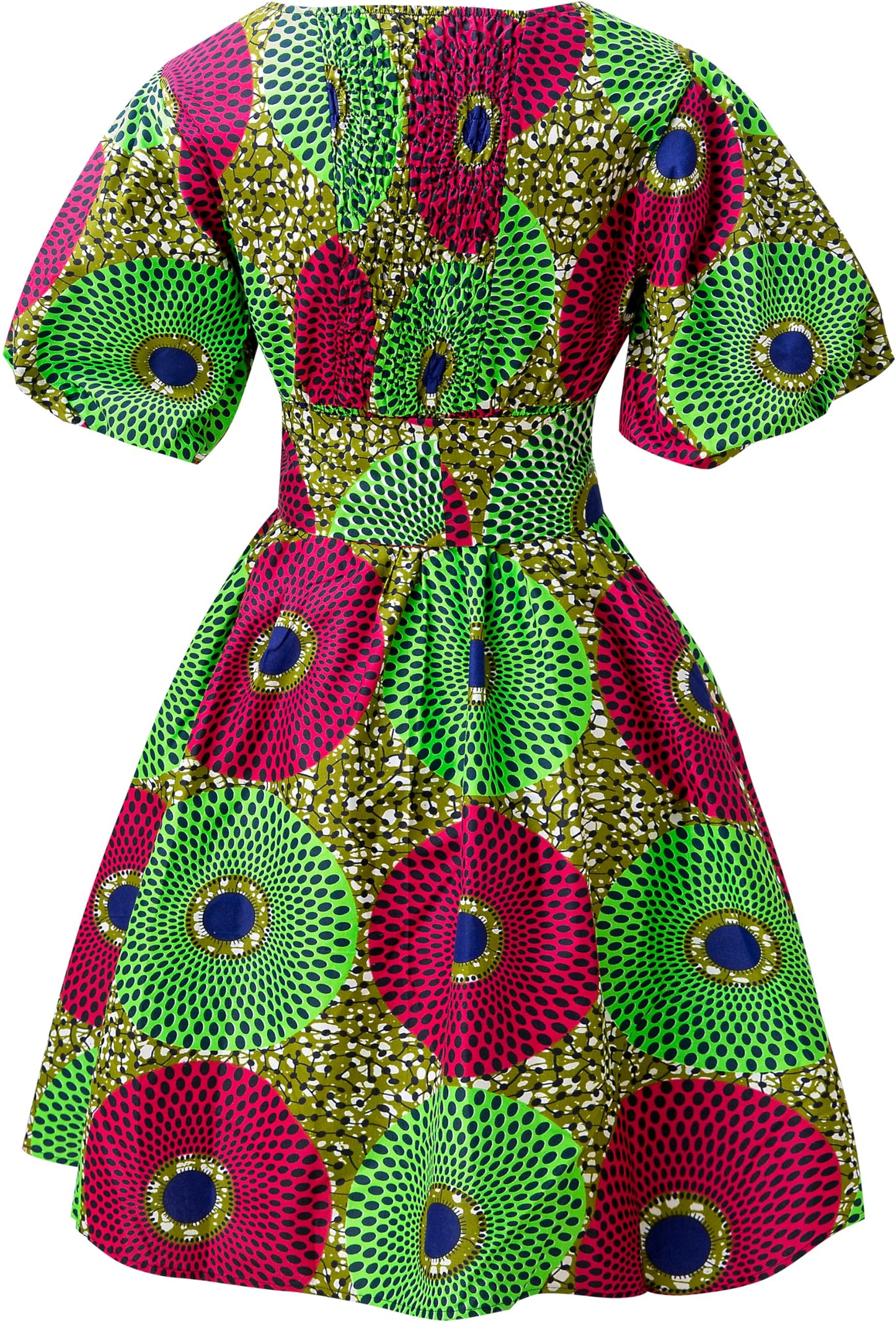 Women's African Print Dress Ankara Wax Dresses Lantern Sleeves