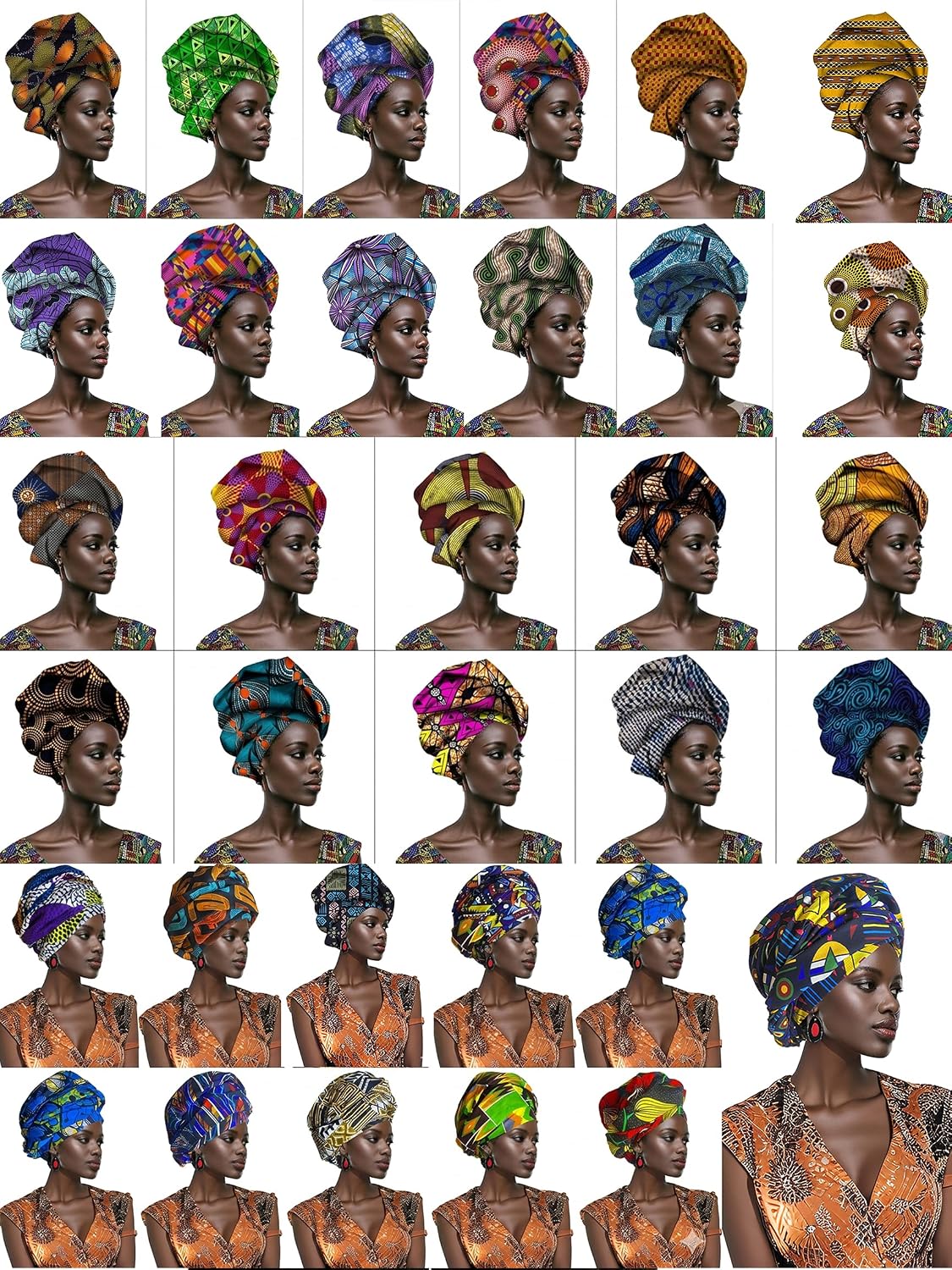 African Nigerian Style Printed Polyester Women'S Geometric Pattern Wax Printed Headscarf Shawl (004, Length 71in Width 21.7in)
