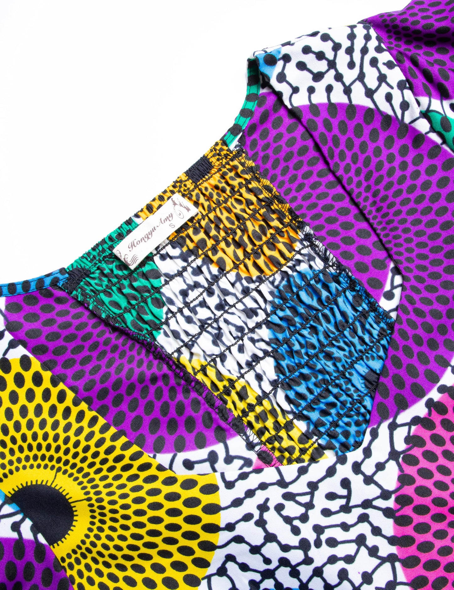 Women's African Print Dress Ankara Wax Dresses Lantern Sleeves
