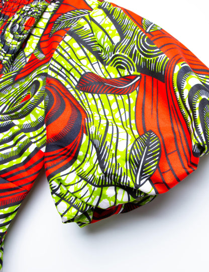Women's African Print Dress Ankara Wax Dresses Lantern Sleeves