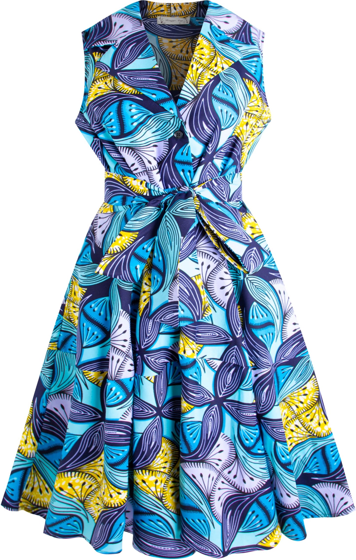 African Print Sleeveless Dress Ankara Lace-up Dress Wax Fashion Dress