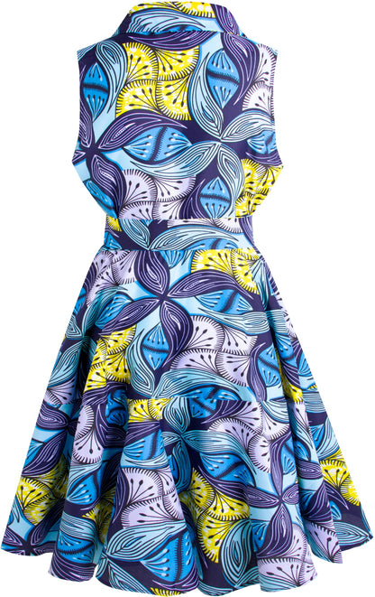 African Print Sleeveless Dress Ankara Lace-up Dress Wax Fashion Dress