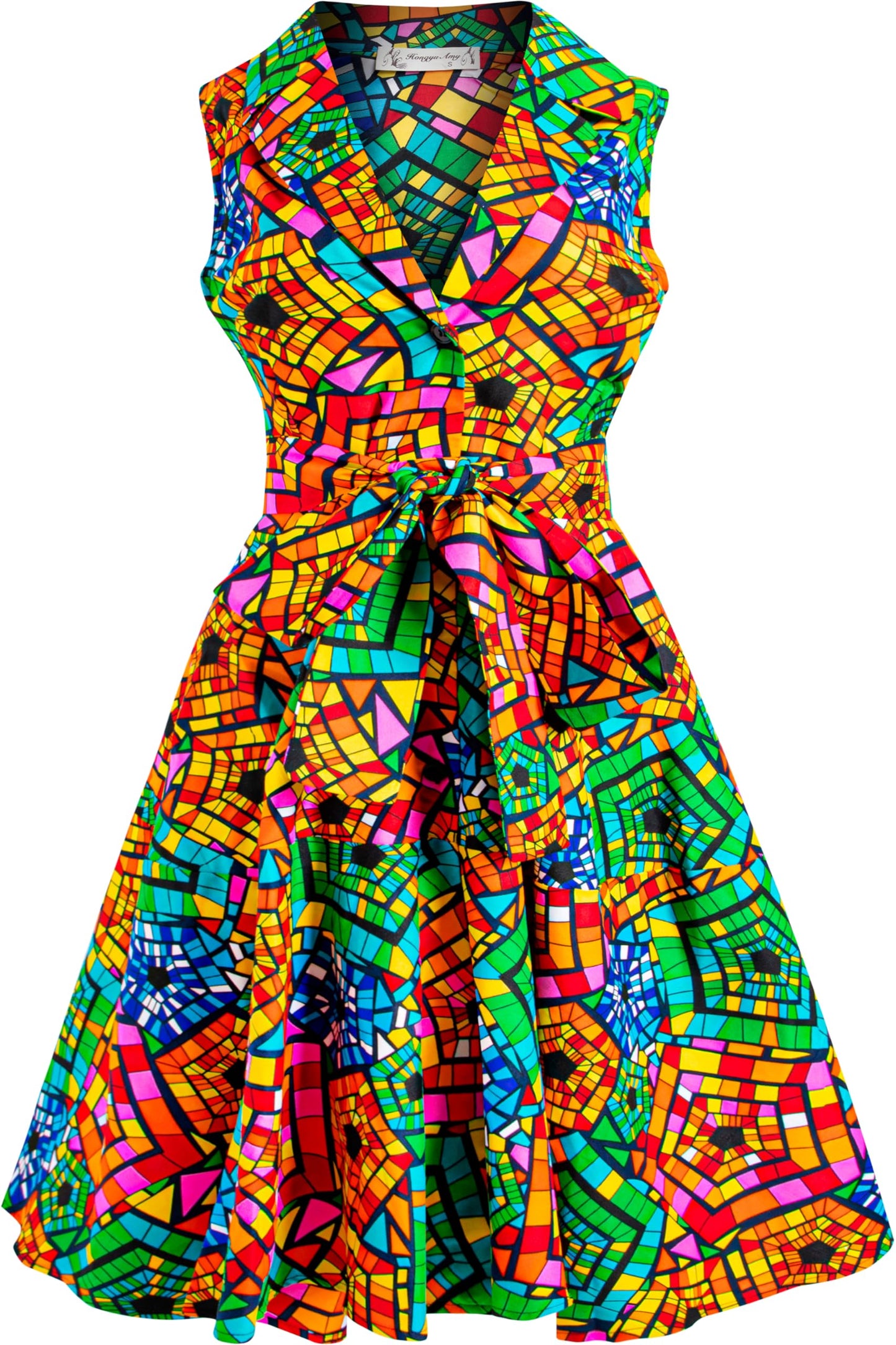 African Print Sleeveless Dress Ankara Lace-up Dress Wax Fashion Dress