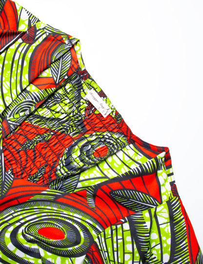 Women's African Print Dress Ankara Wax Dresses Lantern Sleeves